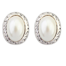 African Women Alloy Jewelry Earrings Pure Pearl Round Shape Earrings